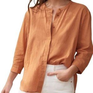 Jenni Kayne NWT James Top Canyon XS Brown Tan Linen Blend Button Up Blouse